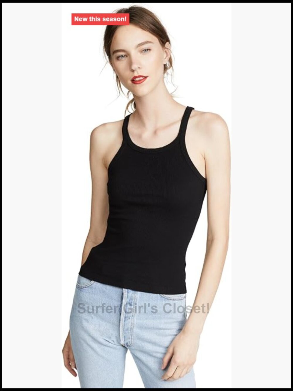 Women's Ribbed Cotton Tank Top Scoop Neck Sleeveless Fitted